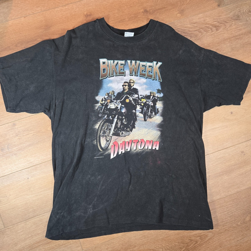1997 Bike Week Daytona Beach T-Shirt Men’s 2XL Black Biker Motorcycle Rally Fade